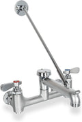 Commercial Mop Sink Faucet with Vacuum Breaker, Wall Mount Service Sink Faucet, 8 Inch Adjustable Center, Pail Hook, Heavy-Duty Brass Utility Sink Faucet for Restaurant/Garage/Industrial