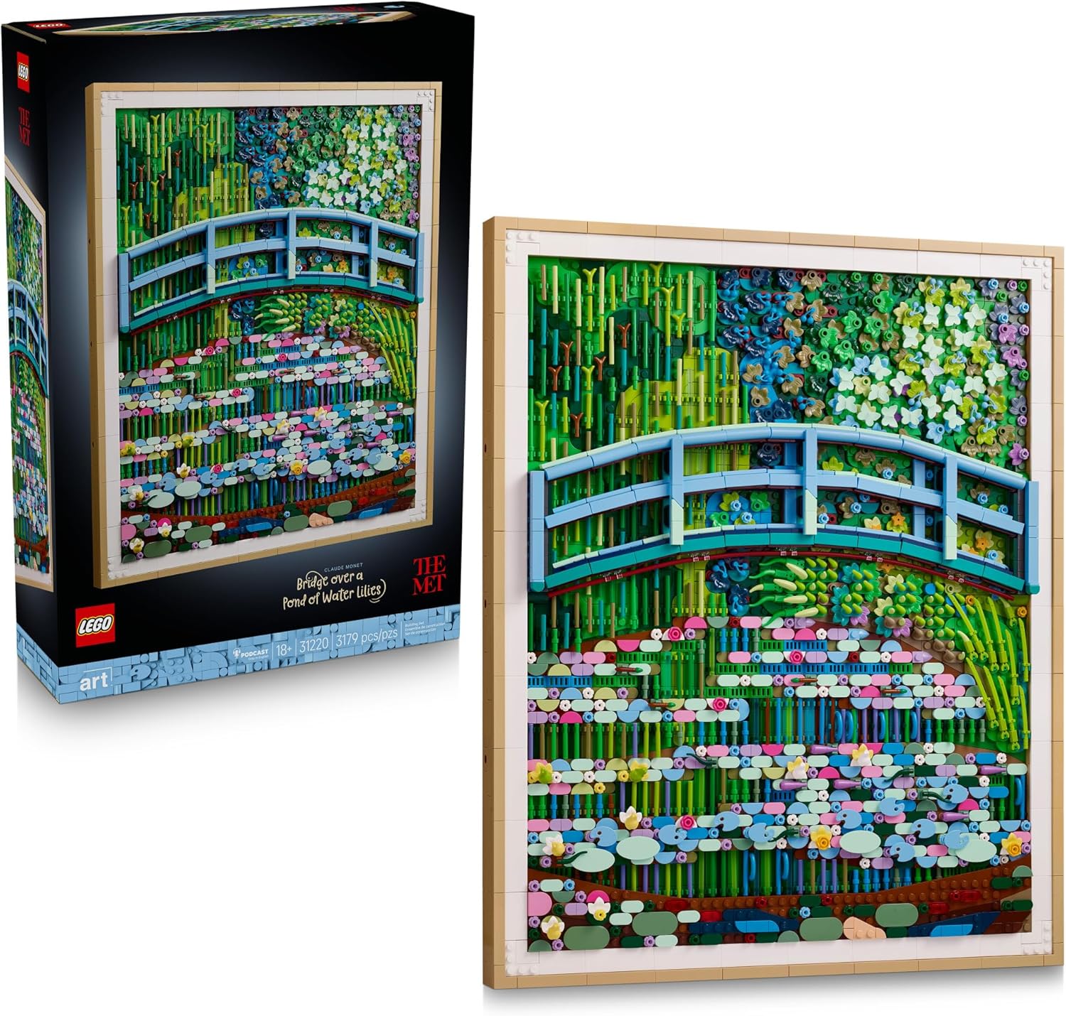 LEGO Art Claude Monet – Bridge Over a Pond of Water Lilies - Building Sets for Adults, Ages 18+ - Wall Decor for Living Room or Home Office - Gift for Women & Men - 31220