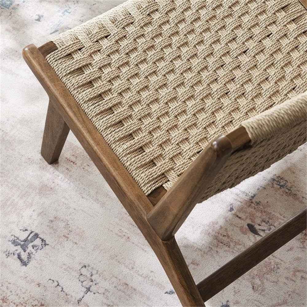Modway Saoirse Woven Rope Wood Accent Lounge Chair in Walnut Natural