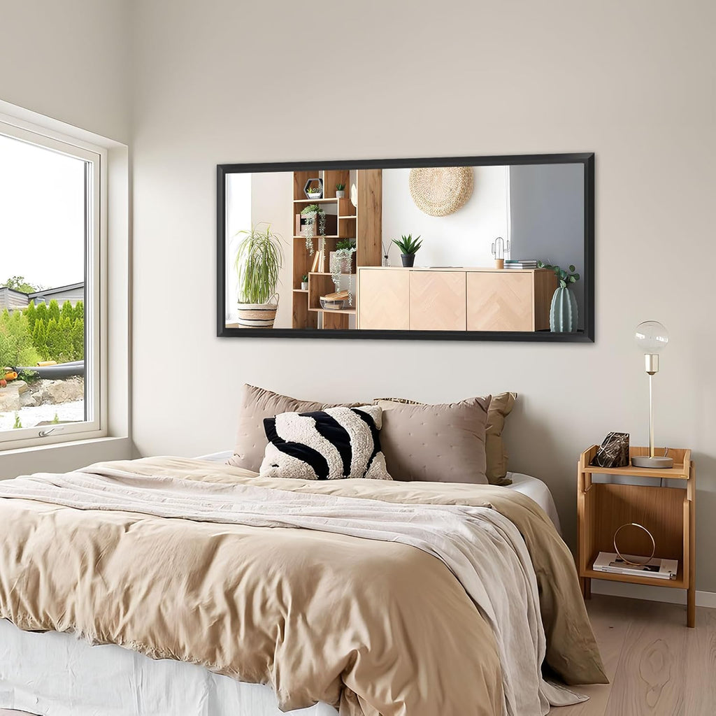 Amorho Black Bathroom Mirror, 50 X30 Inch Thick Metal Framed Wall Mirrors for Over 2 Sinks, Bedroom, Living Room, Entryway, Large Rectangle Wall-Mounted Mirrors.