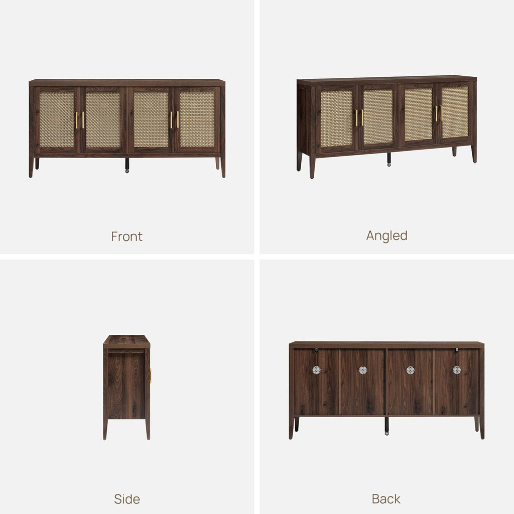 SICOTAS TV Stands for Living Room-Entertainment Center with Storage for Bedroom-Mid Century Modern Television Stands with 4 Doors 59" Media Console TV Cabinet Credenza for 45 50 55 60 65 Inch TVs