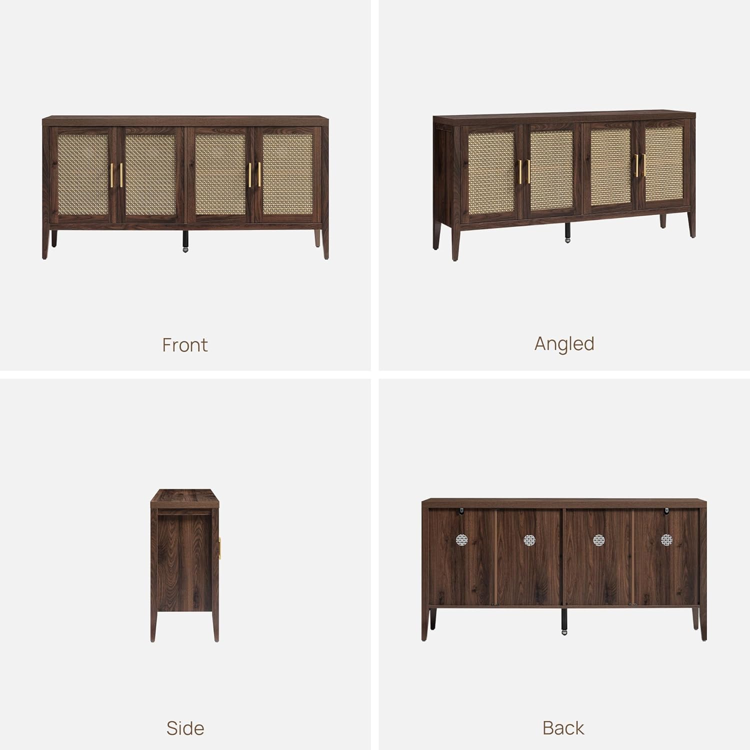 SICOTAS TV Stands for Living Room-Entertainment Center with Storage for Bedroom-Mid Century Modern Television Stands with 4 Doors 59" Media Console TV Cabinet Credenza for 45 50 55 60 65 Inch TVs