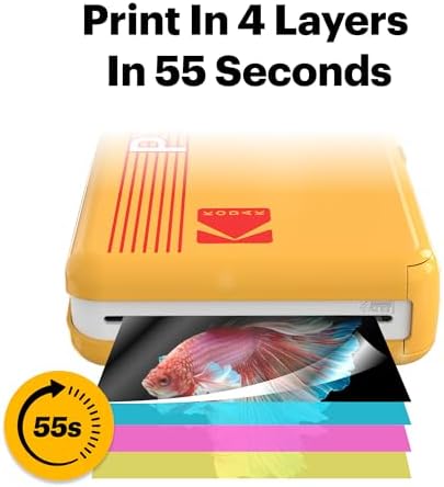 KODAK Mini 2 Retro 2x3" Portable Photo Printer, 98 Sheets, Bluetooth Smartphone Printer for iPhone & Android, Instant Color Prints, 4PASS Dye Sublimation, Black