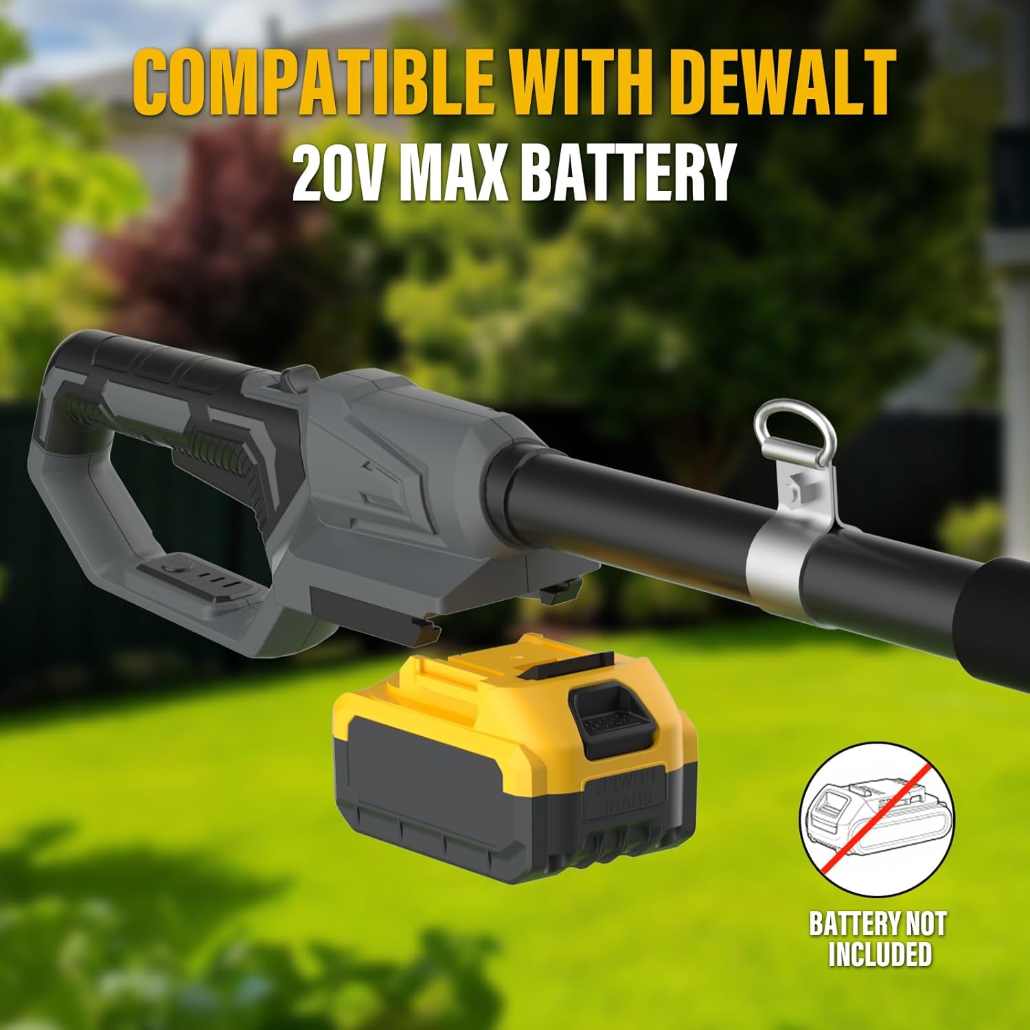2-in-1 Cordless Pole Saw & Hedge Trimmer Compatible with Dewalt 20V Max Battery, 18" Dual-Action Blade & 8" Pole Saw Attachment, Sectional Extension Pole Up to 16 FT, Tree Trimmer (Tool Only)