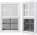 2 Pack Shed Windows 24" x 36" H Flush Mount, White Household Windows for Playhouses, Barns, Chicken Coop