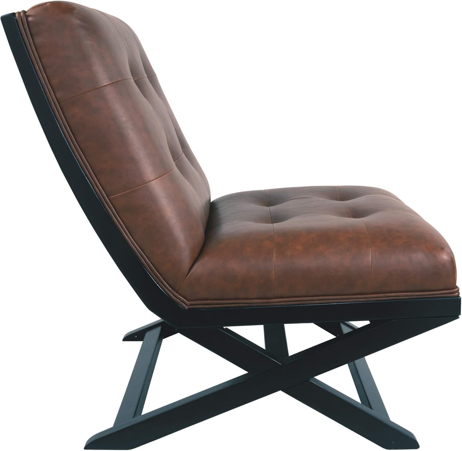Signature Design by Ashley Sidewinder Mid-Century Modern Faux Leather Accent Chair, Brown