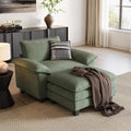 LINSY HOME Cloud Sofa Accent Chair with Ottoman Chaise Lounge Chair Indoor, Corduroy Couch Sofa Chair for Living Room Apartment Bedroom Office, Green