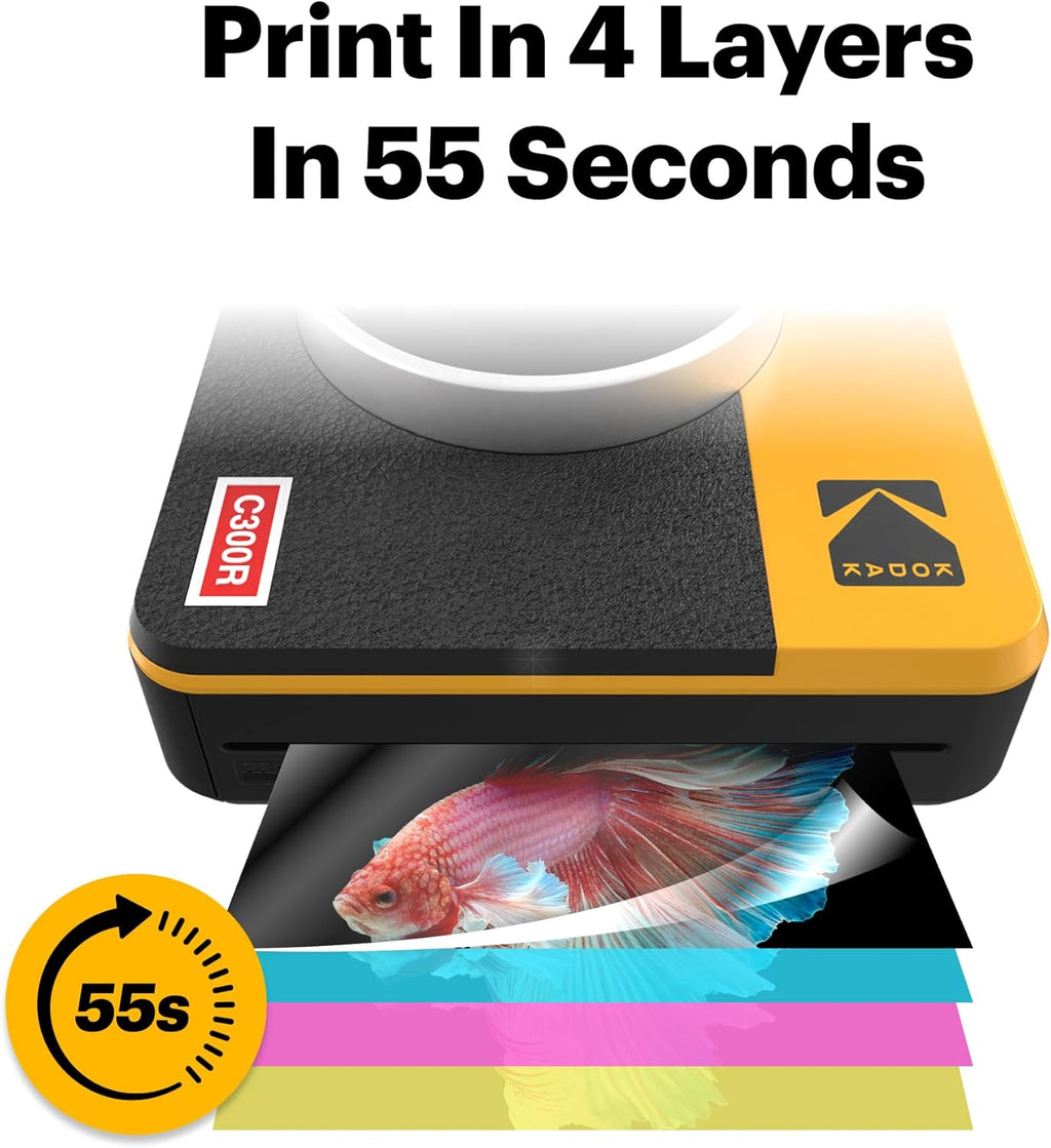 KODAK Mini Shot 3 Retro 3x3” Instant Digital Camera & Photo Printer, 98 Sheets, 2-in-1 Portable Print Camera, Bluetooth Smartphone Printer for iOS & Android, 4PASS Dye Sublimation, White