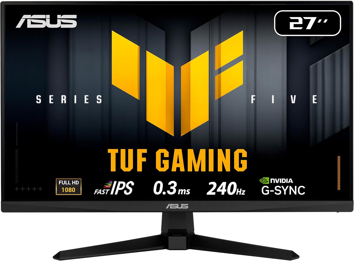 ASUS TUF Gaming 27”1080P Monitor (VG279QM5A) – Full HD (1920 x 1080), 240Hz, 0.3ms, Fast IPS, G-SYNC Compatible, Extreme Low Motion Blur Sync, 99% sRGB, DisplayWidget, Gaming AI, 3 yr Warranty
