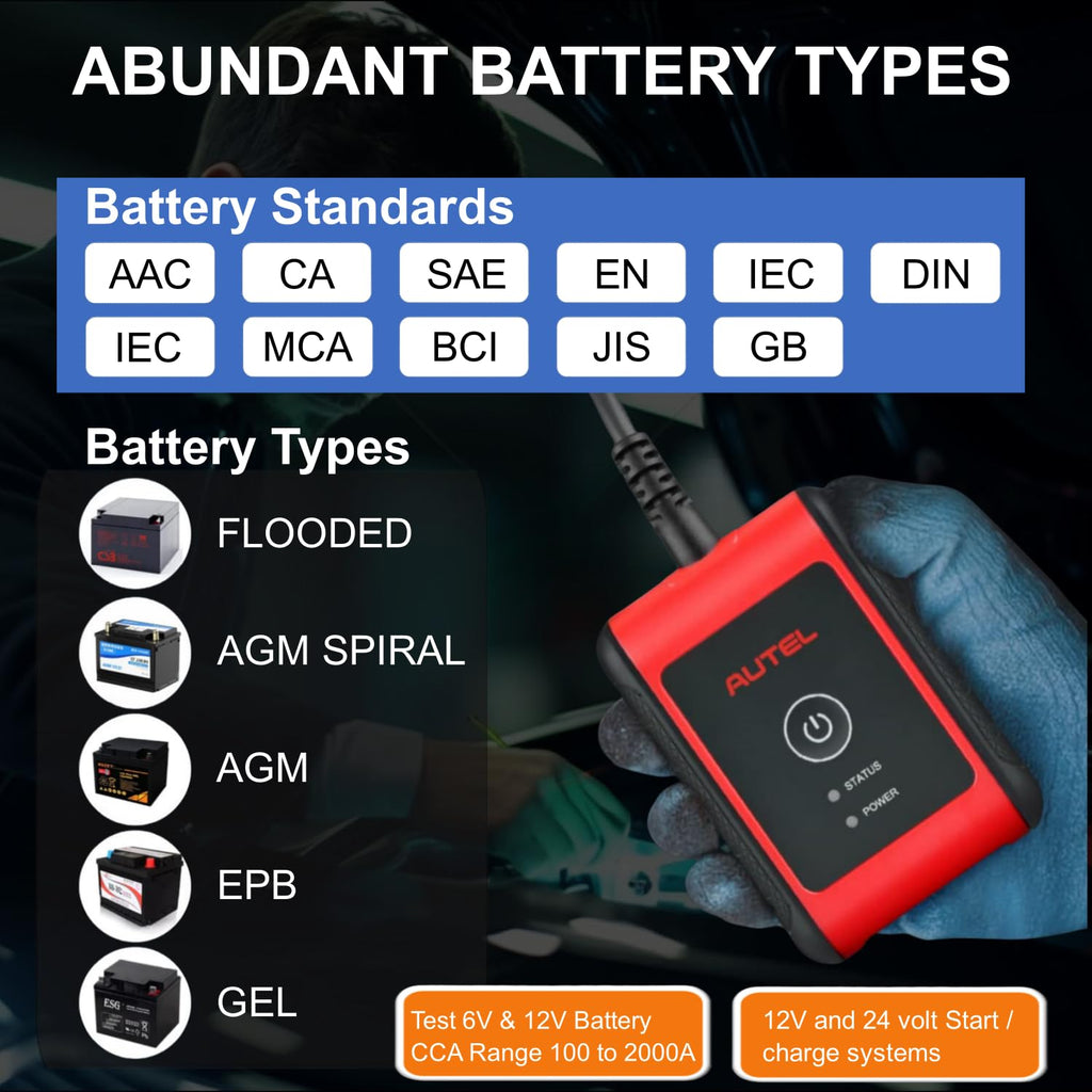 Autel MaxiBAS BT506 Car Battery Tester, 6V 12V Batteries: 100-2000 CCA Vehicle Battery Analyzer, Top Accuracy Adaptive Conductance, Battery Load Test for All Vehicles