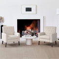 LUE BONA Linen Accent Chairs Set of 2 18.5" H, Comfy Living Room Chair with Arms, Upholstered Button Tufted Armchair, Modern Arm Chairs for Small Space, Living Room, Bedroom, Linen Color