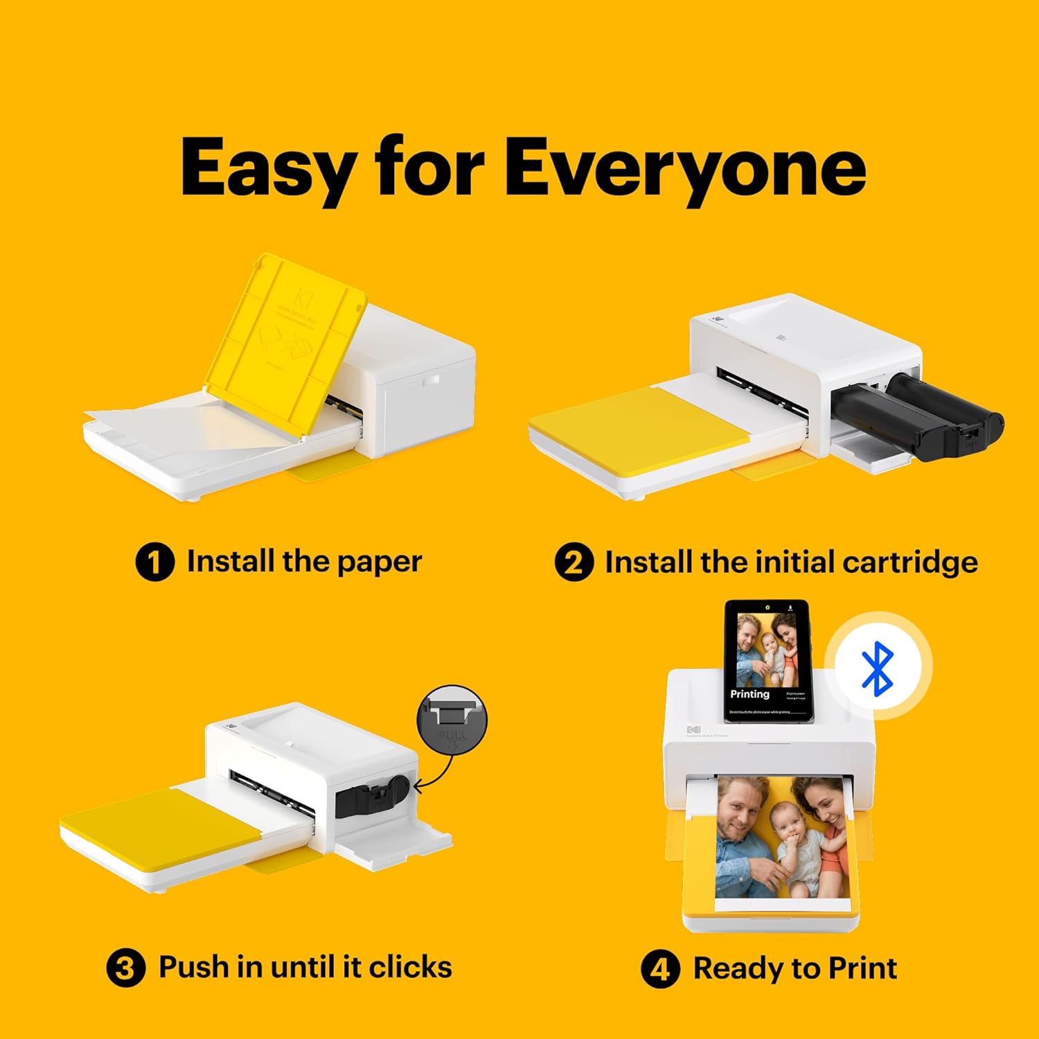 KODAK Dock Plus 4x6'' Photo Printer, 130 Sheets, Docking & Bluetooth Smartphone Printer for iPhone & Android, Instant Color Prints, 4PASS Dye Sublimation
