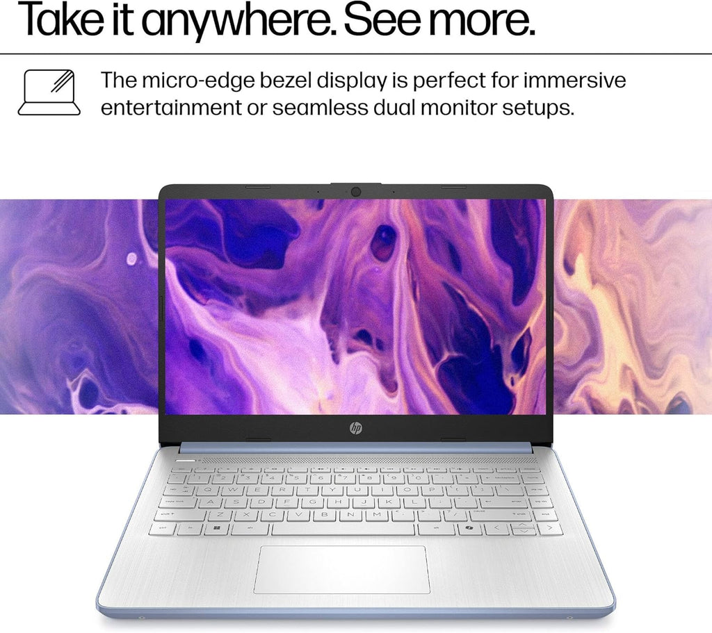HP Laptop Computer for Students, 2026 Edition AI PC, 1 Year Office 365, Intel Processor, 16GB RAM, 128GB UFS, 500GB External HDD, Long Battery Life, Webcam, WiFi 6, Windows 11 Home S, Sky Blue