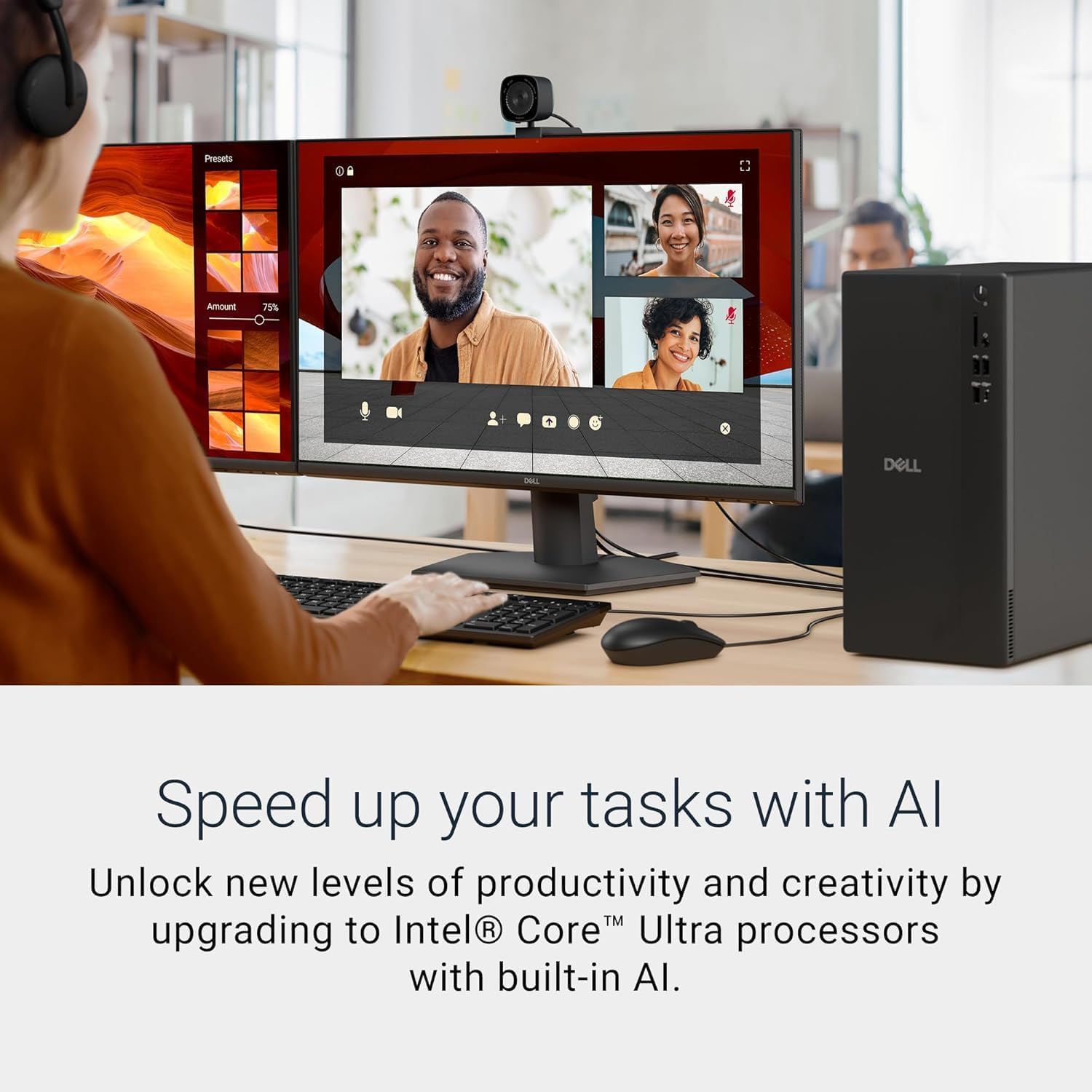 Dell ECT1250 Tower Desktop Computer - Intel Core Ultra 5 225 Processor, 16GB DDR5 RAM, 512GB NVMe SSD, Intel UHD Graphics, Wi-Fi 6 & Bluetooth 5.4, Keyboard & Mouse, AI Copilot, Windows 11 Home