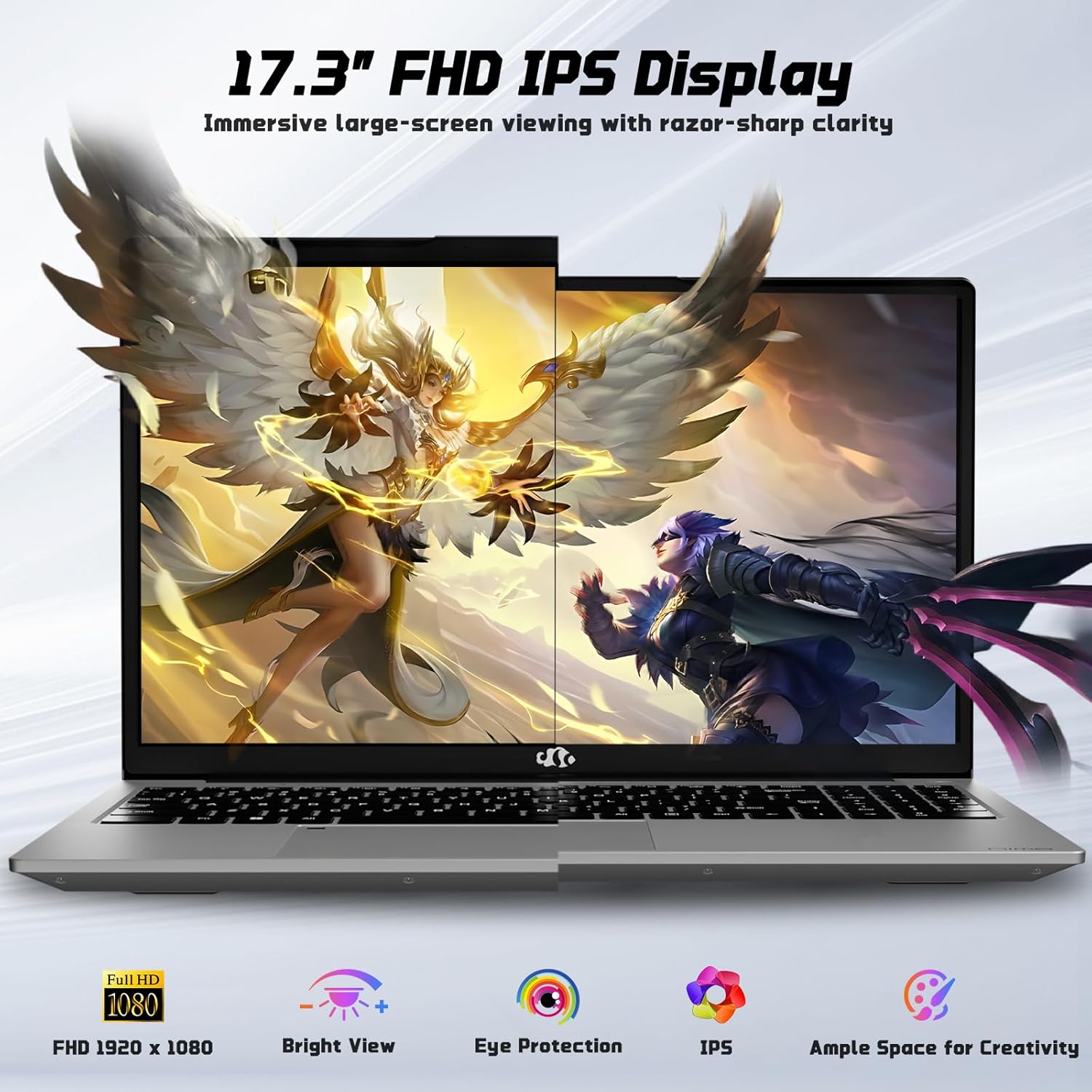 17.3" FHD IPS Student-Laptop-Computer - 16GB RAM 512GB SSD Intel Pentium N100(Beat to i3-1115G4, 4 Cores Up to 3.4GHz), 65W Type-C, 2 Years Warranty, Fingerprint, Backlit Keyboard, Wi-Fi 6, BT5.2