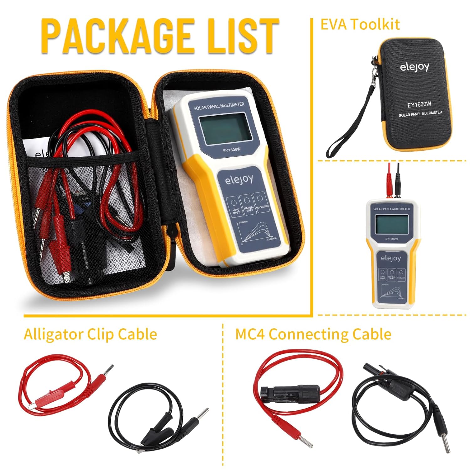 1600W Solar Panel Tester MPPT Photovoltaic Multimeter & Watt Meter Smart Portable Tool for Solar PV Panel Data & Troubleshoot Measures Power Output, Performance, and Open Circuit Voltage