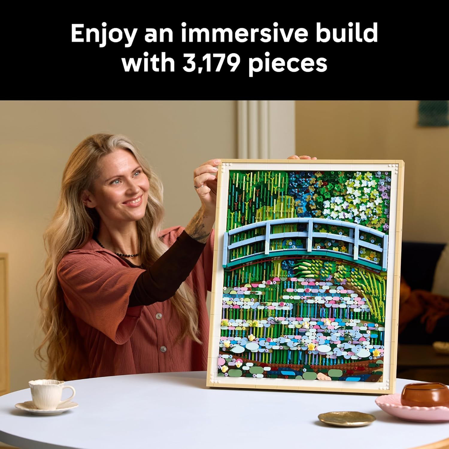 LEGO Art Claude Monet – Bridge Over a Pond of Water Lilies - Building Sets for Adults, Ages 18+ - Wall Decor for Living Room or Home Office - Gift for Women & Men - 31220
