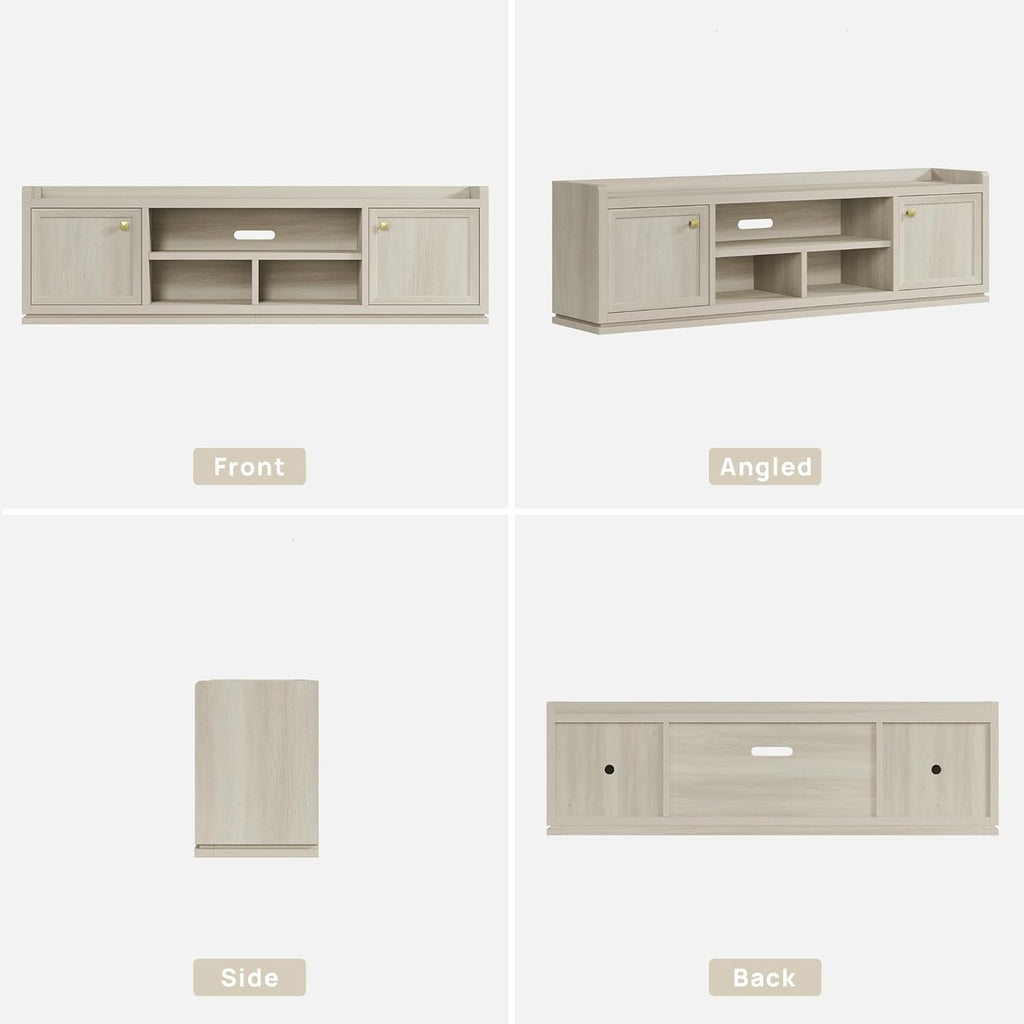 SICOTAS TV Stand Entertainment Center - 67" TV Console for Living Room Modern TV Stand for Bedroom, Media Console with Shelf and Cabinet, Entertainment Stand for TVs up to 65 75 Inch(Grey White Oak)