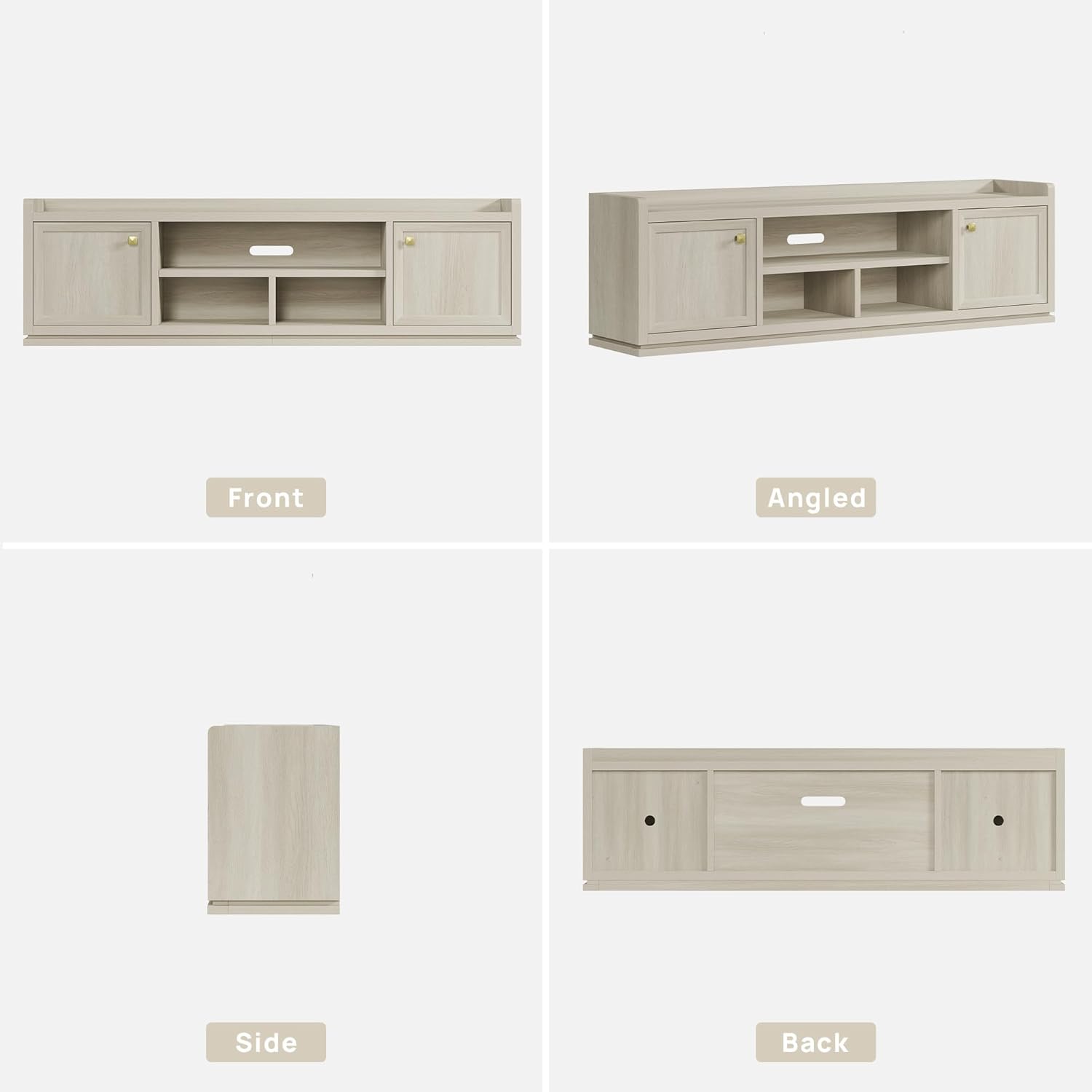 SICOTAS TV Stand Entertainment Center - 67" TV Console for Living Room Modern TV Stand for Bedroom, Media Console with Shelf and Cabinet, Entertainment Stand for TVs up to 65 75 Inch(Grey White Oak)