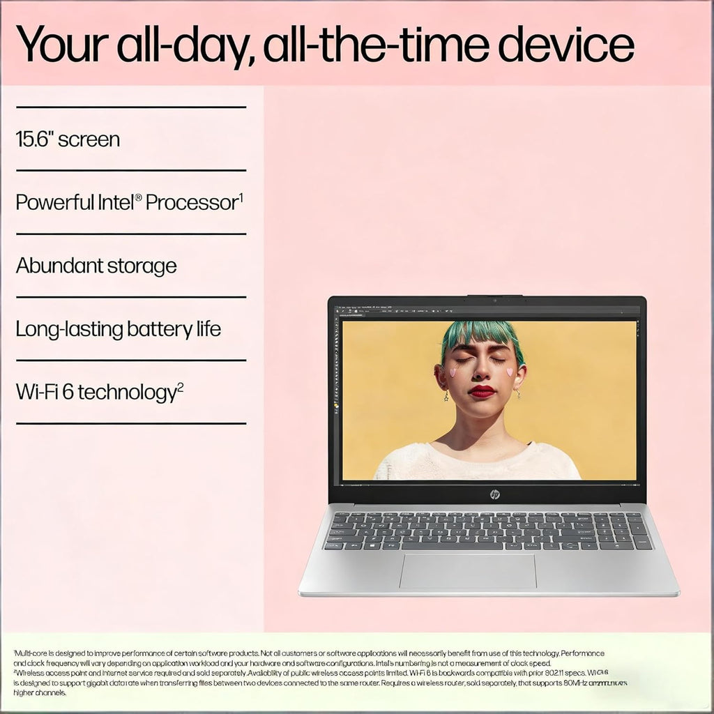HP 15.6" FHD Laptop 2026 Edition with Copilot AI, 16GB RAM, 256GB SSD, Intel Processor, Long Battery Life, Lightweight 3.64 lbs, Microsoft 365, Windows 11 for Students & Office