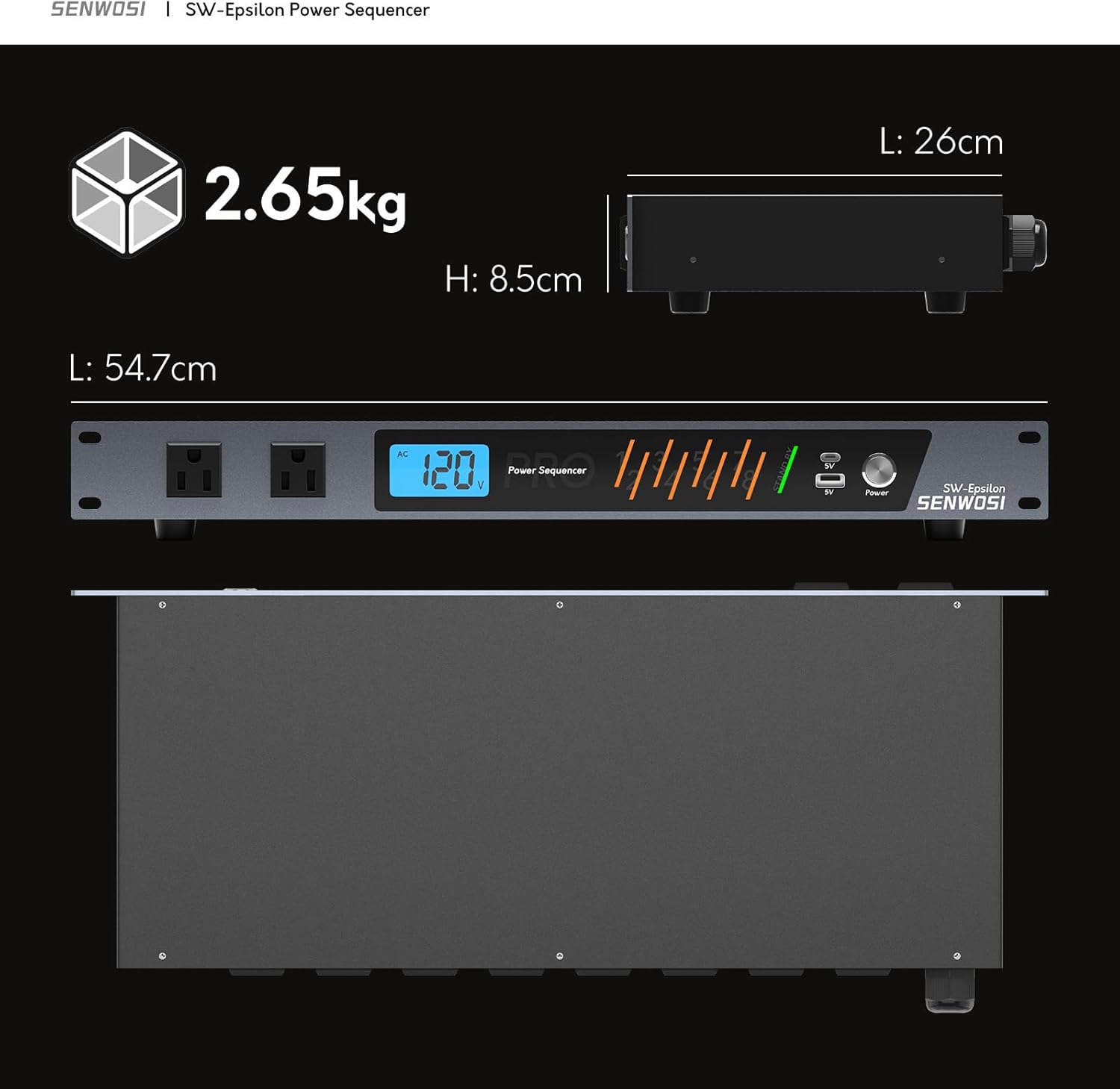 SW-Epsilon 10 Socket Power Conditioner/Surge Sequencer USB Type-C/Type-A Charger