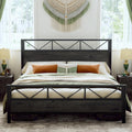 LIKIMIO King Bed Frame, Tall Industrial Headboard 51.2 ", Platform Bed Frame with Strong Metal Support, Solid and Stable, Noise Free, No Box Spring Needed, Easy Assembly, Charcoal Grey