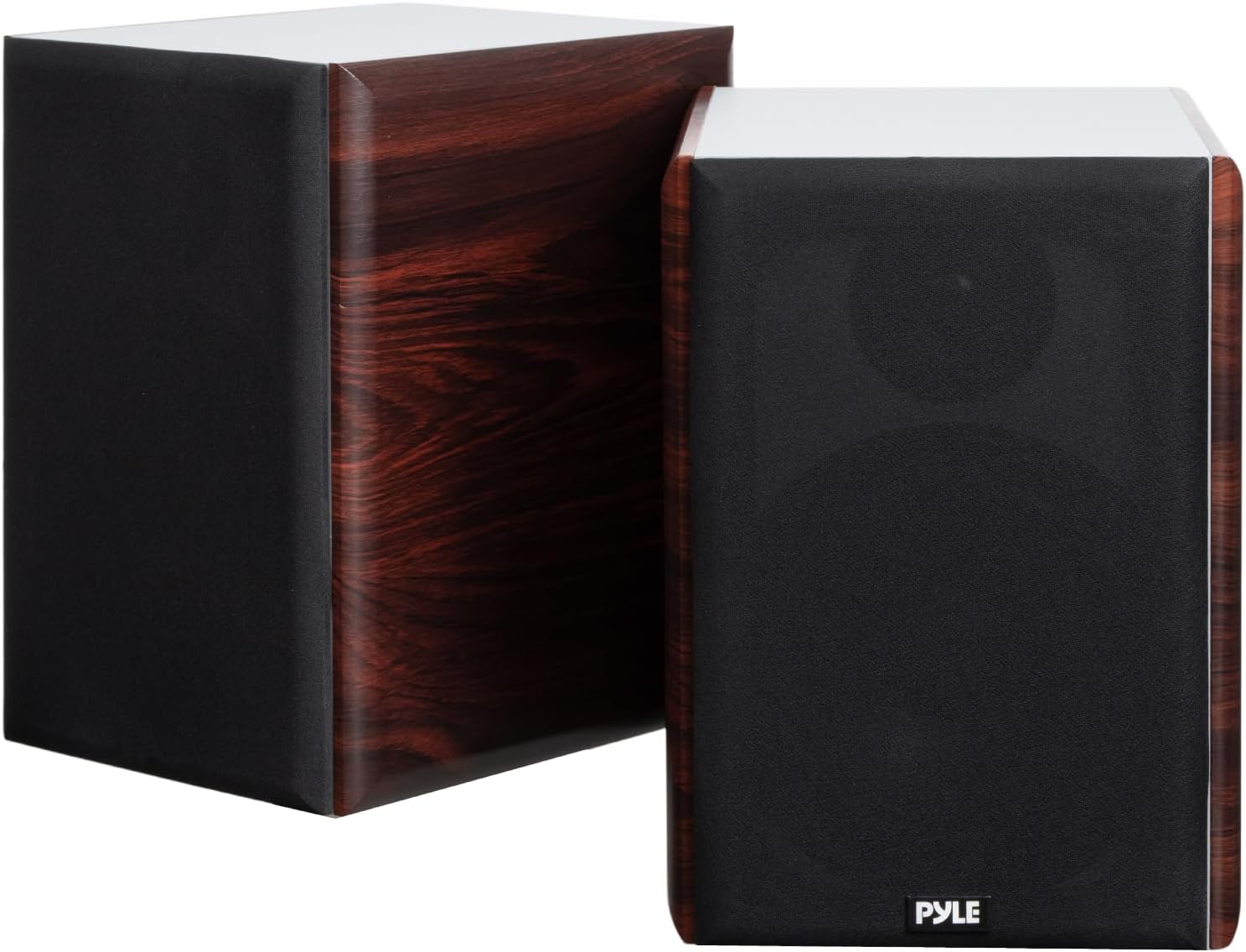 Pyle 6.5" Home Audio Speakers, 2-Way Passive Bookshelf, 240W Max Power, 1" Silk Dome Tweeter, Composite Woofer, Gold Plated 5 Way Binding Post, Rubber Surrounds, Beautiful Wood Grain Finish - Pair