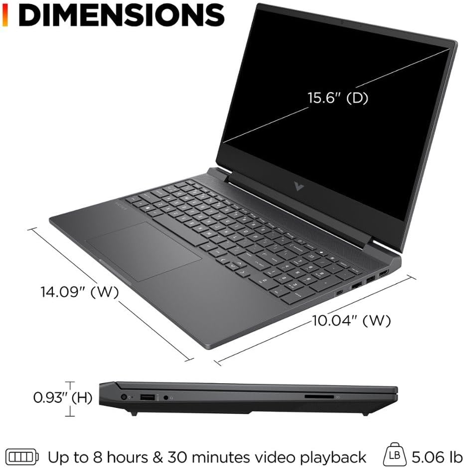 HP Victus 15.6" 144Hz FHD Gaming Laptop,AMD Ryzen 5 7535HS,16GB DDR5 RAM,1TB SSD,AMD Radeon RX 6550M(Beats RTX 2050),Backlit Keyboard,Windows11 Pro, Mica Silver (16GB RAM | 1TB SSD)