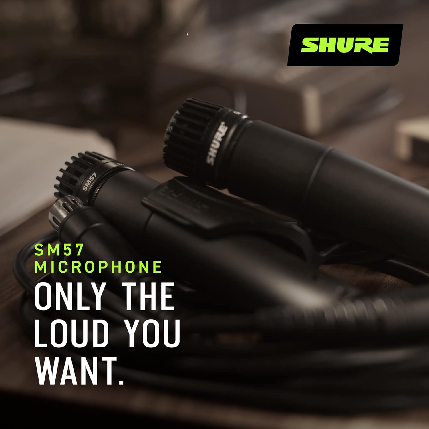 Shure SM57 Dynamic Microphone – Wired Cardioid XLR Instrument Handheld Mic for Guitar Amplifiers, Snare Drum, Percussion, Live Sound & Studio Recording, Black