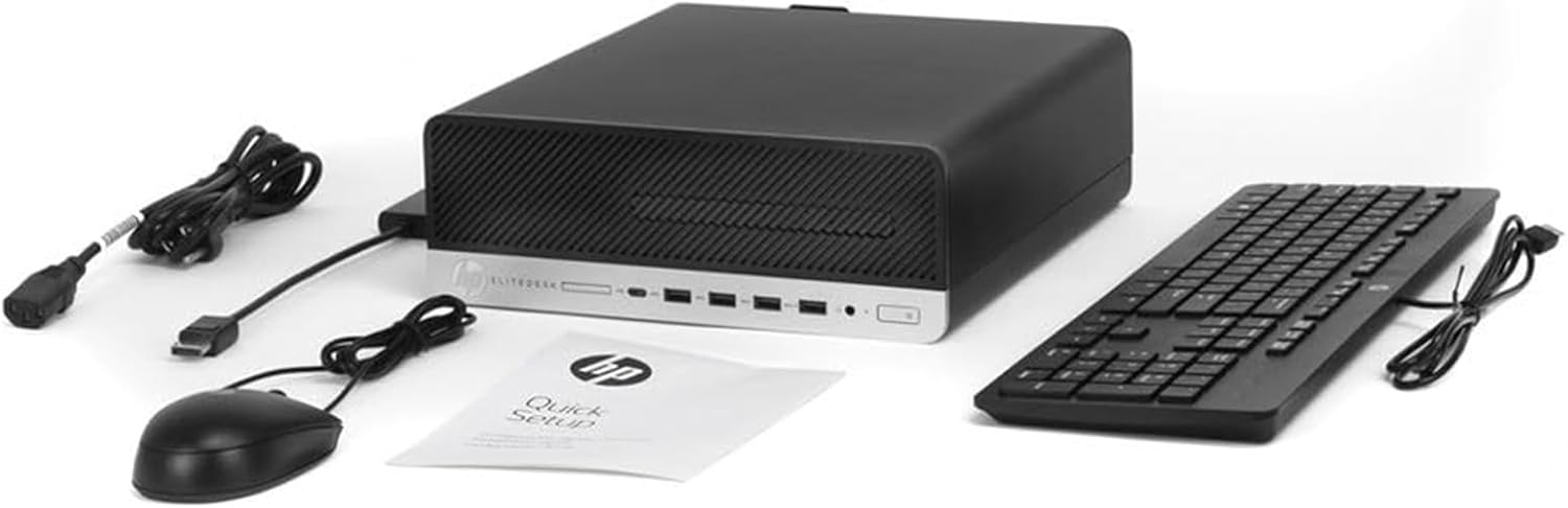 HP EliteDesk 800 G4 SFF Desktop, Windows 11 Pro Computer PC, Intel Core i5-8500, 8GB DDR4 RAM, 256GB SSD, DisplayPort, RJ-45, WiFi, Bluetooth (Renewed) Core i5 PC
