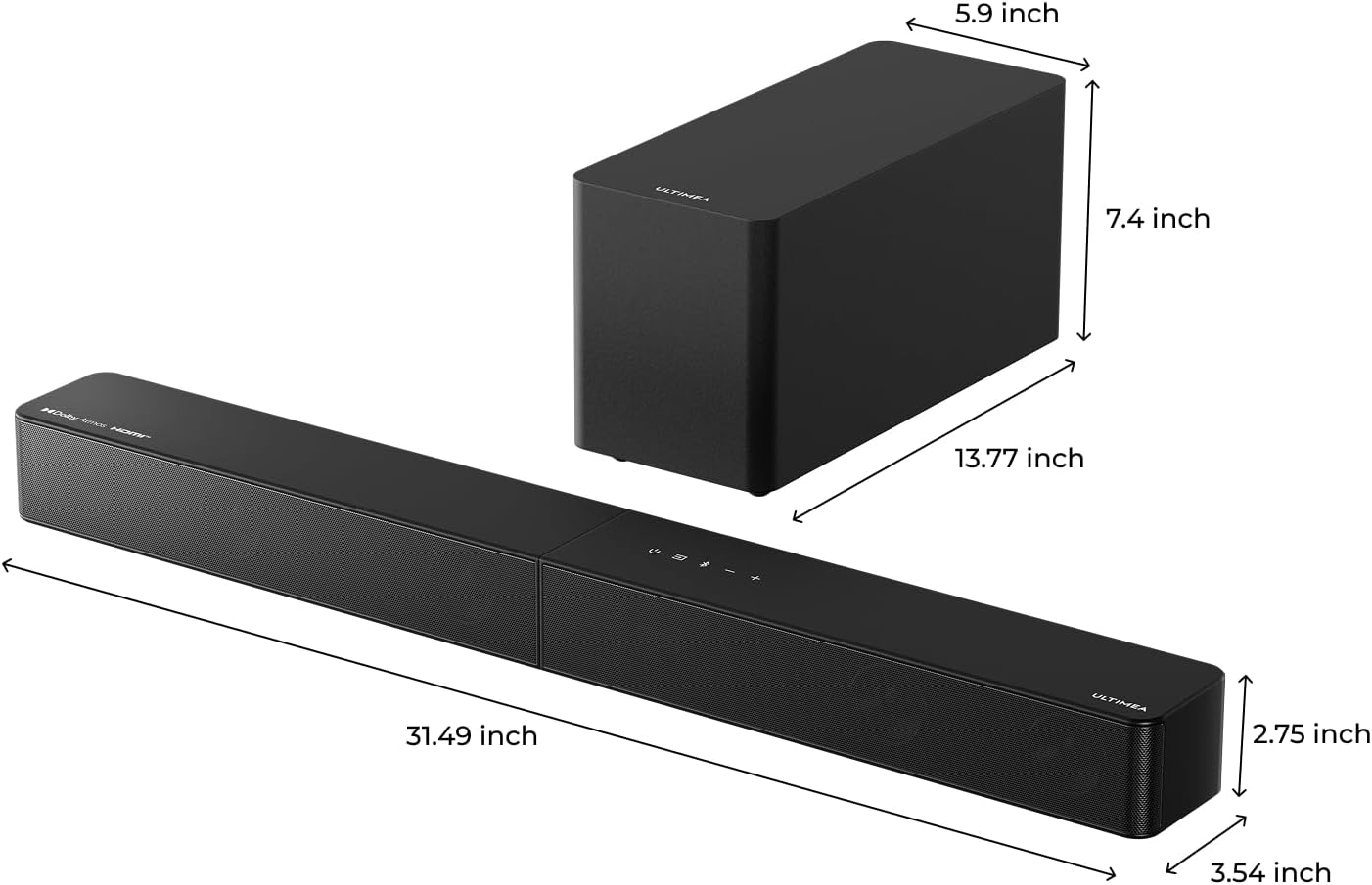 ULTIMEA 5.1CH Surround Sound Bar with Subwoofer, Dolby Atmos, VoiceMX, BassMX, APP, 300W Soundbar for Smart TV, Home Theater Surround Sound System for TV, Bluetooth 5.4, Poseidon M60 (2026 Model)
