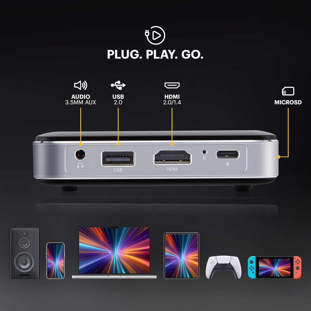 KODAK Luma 150 Wireless Mini Pico Projector - Black - 120-Inch Short Throw for Presentations & Movies - Portable Movie Projector with Wi-Fi, Bluetooth & HDMI/USB - Battery-Powered 2.5h Runtime