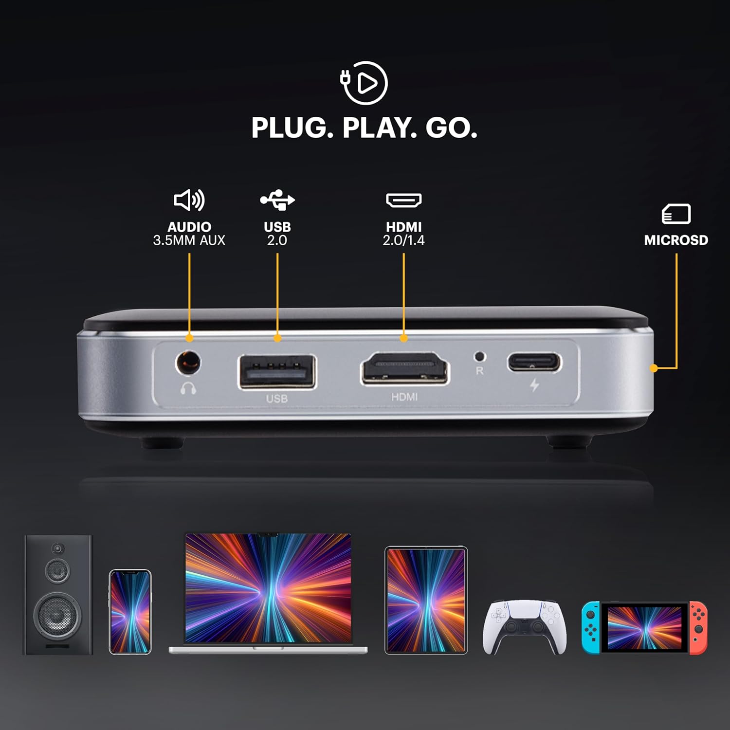 KODAK Luma 150 Wireless Mini Pico Projector - Black - 120-Inch Short Throw for Presentations & Movies - Portable Movie Projector with Wi-Fi, Bluetooth & HDMI/USB - Battery-Powered 2.5h Runtime