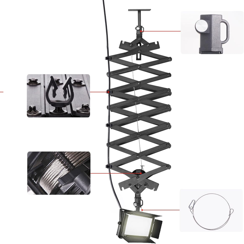 2Packs 2M/78.7inch Drop Pantograph for Studio Ceiling Rail System Pantograph Studio Arm Wall Mounted Constant Force Hinged Telescopic Boom Studio Lighting Hanging Equipment