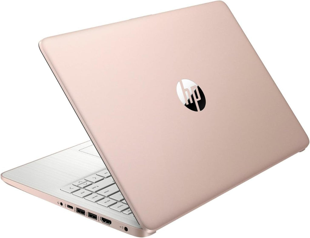 HP Essential Laptop, 14" HD Display, Intel Celeron N4120, 4GB RAM, 64GB eMMC, Webcam, HDMI, Wi-Fi, RJ-45, 1 Year Office 365, Windows 11 Home, Rose Gold