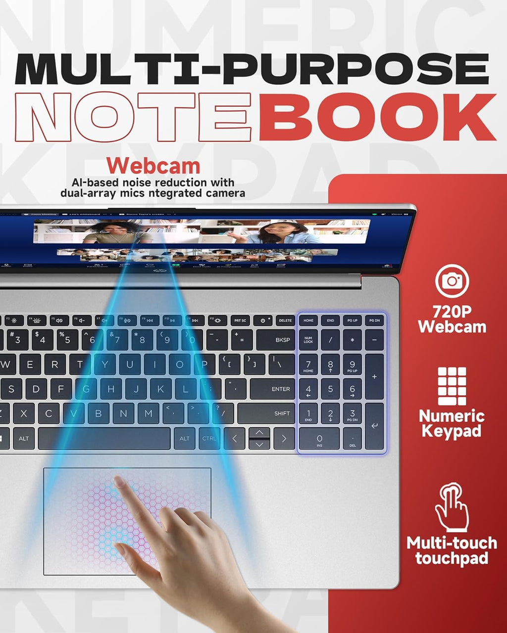 HP 2026 15.6" Laptop 250 G10, 13th Gen Intel i7-1355U (10-Core, Up to 5.0GHz), 15.6" FHD Display, 20GB RAM, 512GB SSD, Numeric Keypad, Webcam, Windows 11 Pro, WiFi 6, Bluetooth