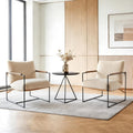 VINGLI 28" Wide Plush Upholstery Sling Modern Accent Chairs Set of 2, Cute Reading Armchair with Removable Seat Cushion & Tan Microfiber Seat Base, Lazy Chair for Bedroom & Lounge, Beige