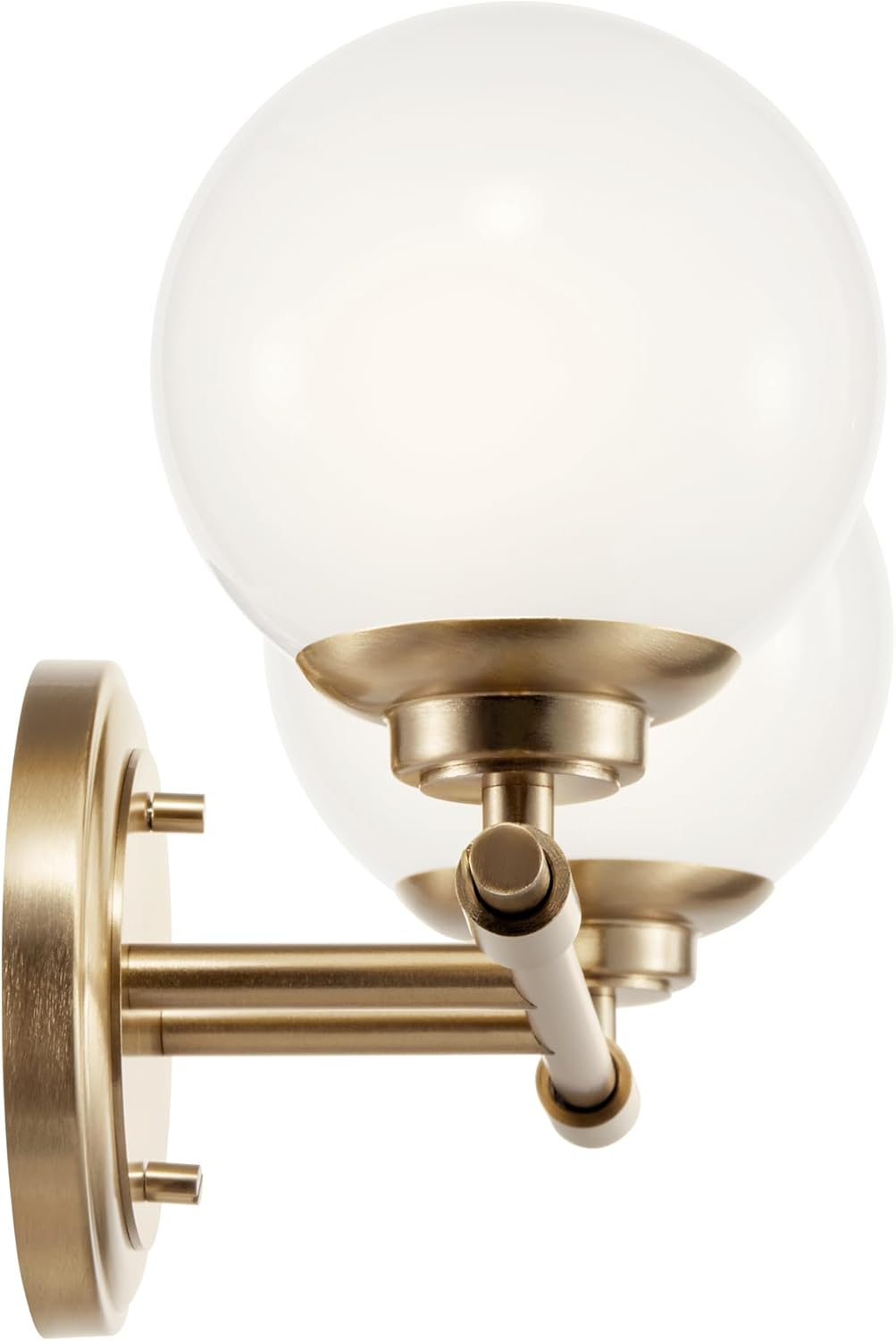 Kichler Benno 2-Light Bathroom Vanity Light Fixture, Modern Wall Mount Light with Opal Glass in Champagne Bronze for Bathroom or Powder Room (9.75" x 14.75"), 55171CPZ