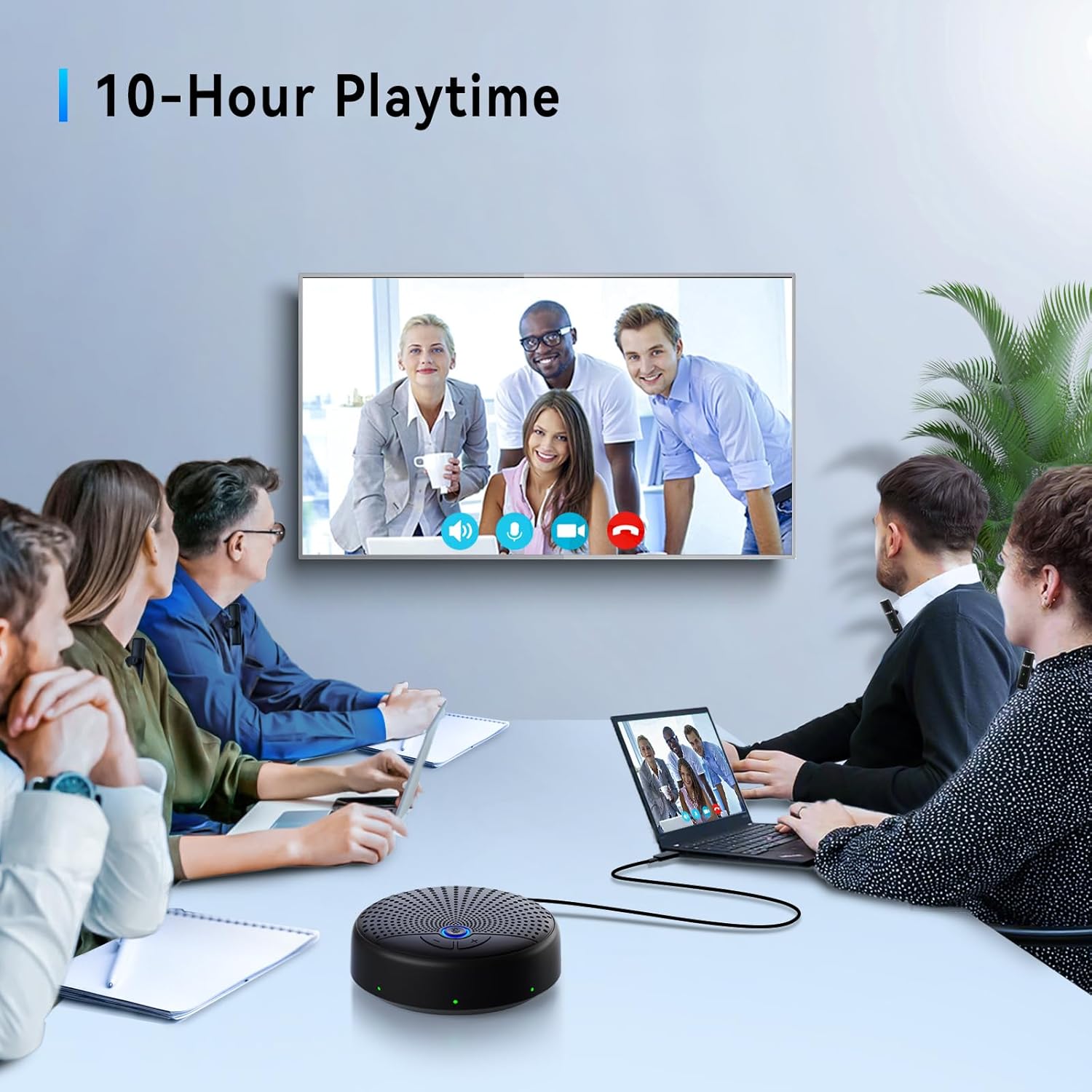 Conference Speaker and Microphone, 10 AI Mics 360° Voice Pick Up & Noise Reduction, USB Speakerphone for 10-15 People Conference Room, Compatible with Multi-Leading Platforms, Zoom, MS Team