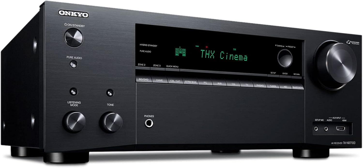 Onkyo TX-NR7100 9.2-Channel AV Receiver - 100 Watts Per Channel, Dirac Live Out of Box, Works with Sonos Certified, THX Certified and More
