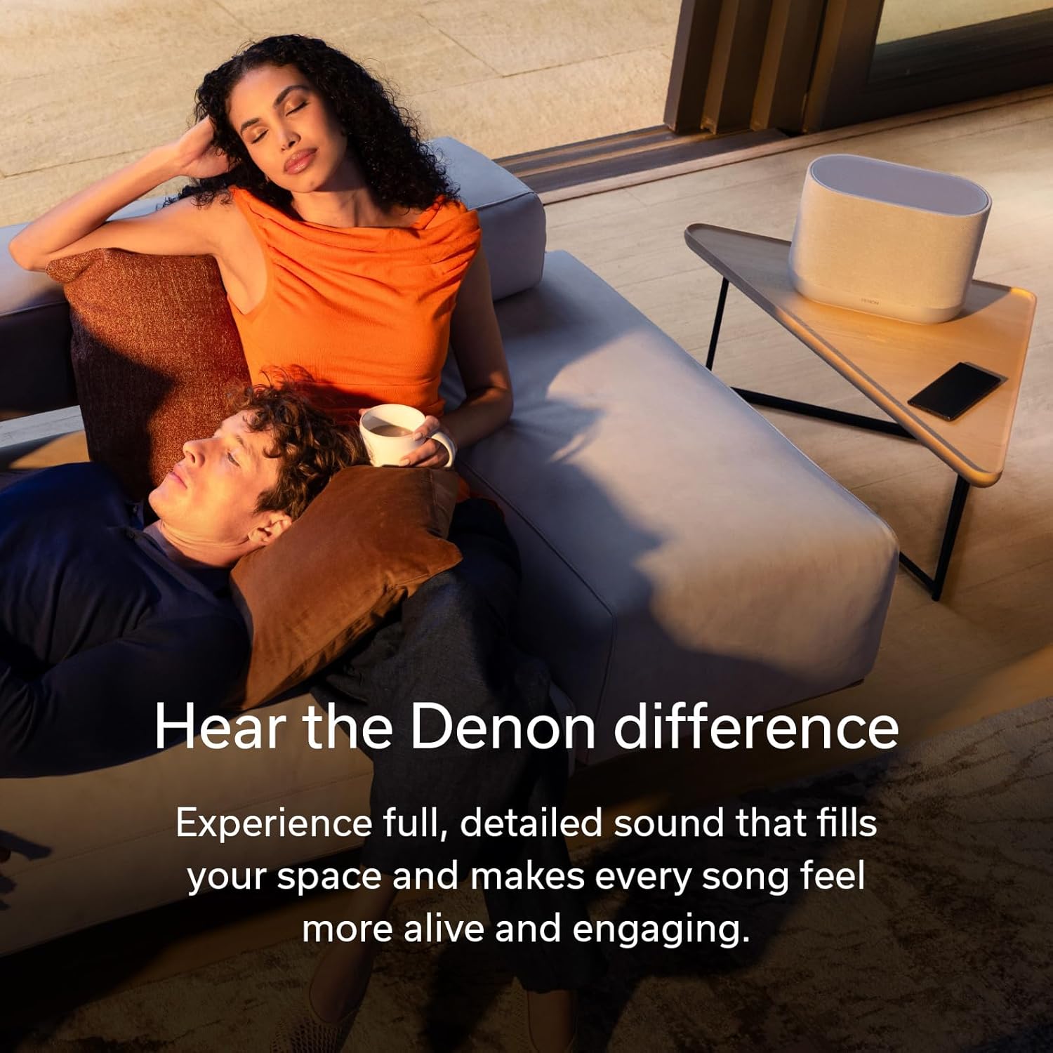 Denon Home 400 Speaker, Wireless Speaker with 6-Driver Array for Stereo and 3D Dolby Atmos Music, HEOS Multiroom Music Control, Wi-Fi, Bluetooth, Home Audio Device, AirPlay 2, Stone