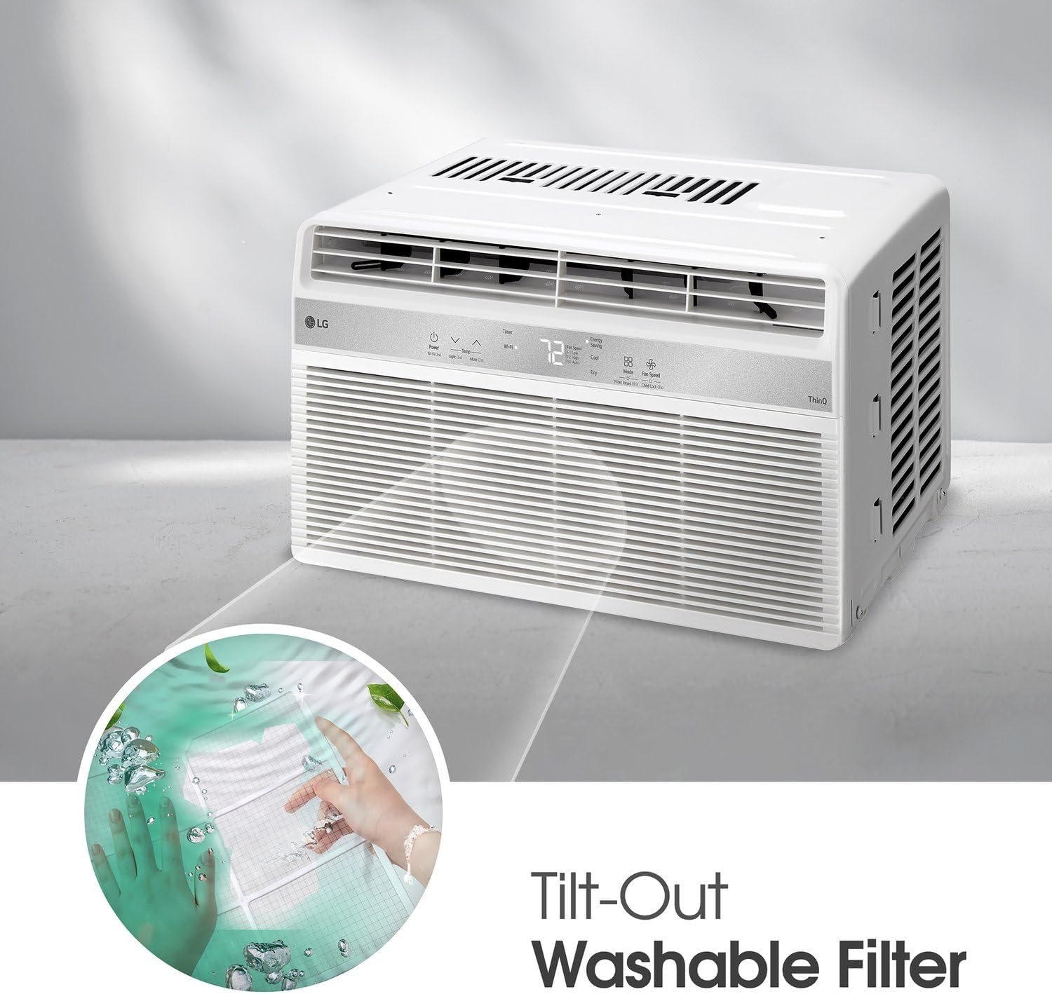 LG 8,000 BTU Smart Window Air Conditioner with Dehumidifier, 115V, Window AC for Medium Rooms up to 350 Sq. Ft., Window Unit AC with Remote Control, 3 Speeds, Auto-Restart, 24-Hour Timer, White